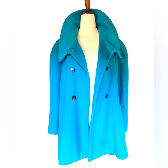 ESCADA by MARGARETHA LEY TURQUOISE 1980s VINTAGE COAT JACKET STUNNING - Picture 4 of 9